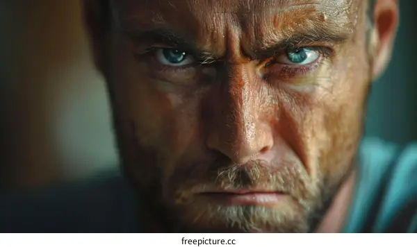 Close-up Portrait of a Man with an Angry Expression