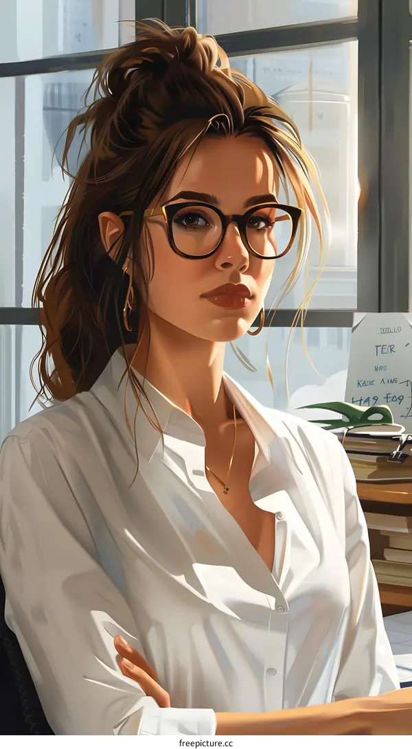 portrait of a beautiful woman in glasses