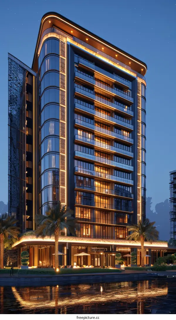 Modern Architectural Design of a Luxurious High-Rise Building