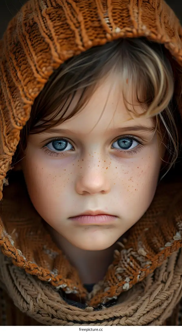 portrait of a girl in a brown hood