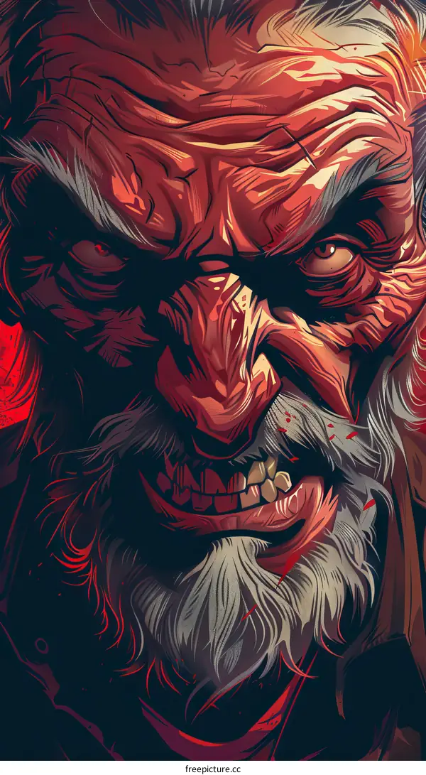 Scary Face Close Up Portrait Of An Angry Man