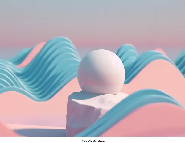 White Sphere on Pastel Blue and Pink Abstract Background