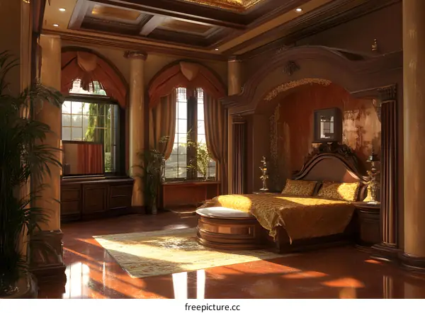 Luxury Bedroom Interior Design With Gold Accents