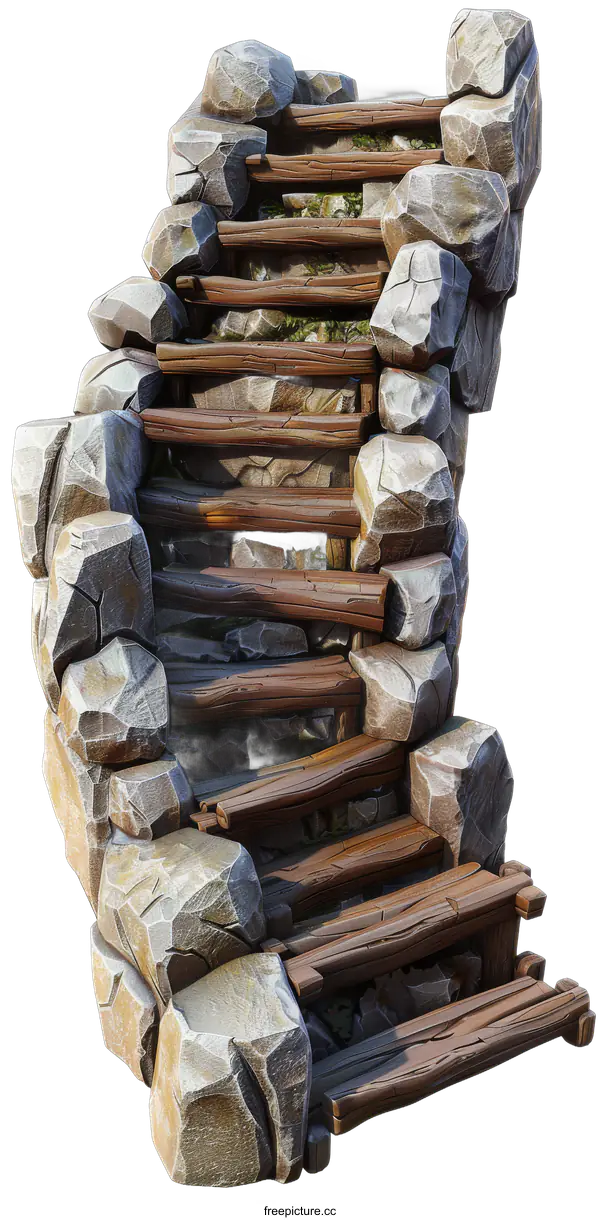 [Transparent Background PNG]Spiral Staircase Carved From Stone and Wood