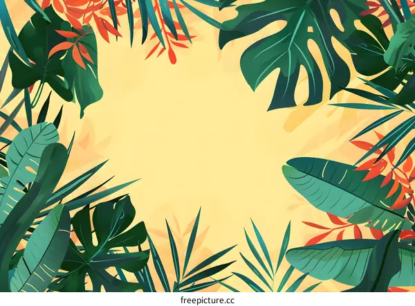 Tropical Leaves Border Background Illustration