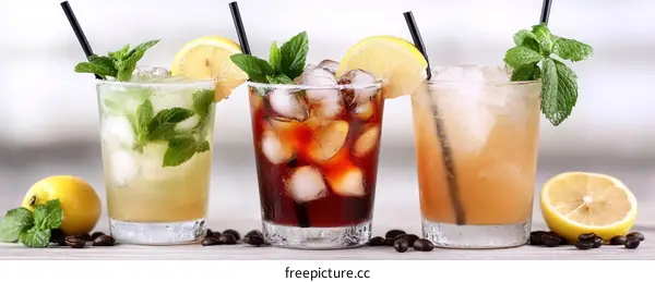Refreshing Summer Drinks with Ice and Fruits