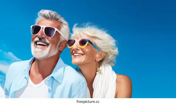 Happy retired couple enjoying the sunshine