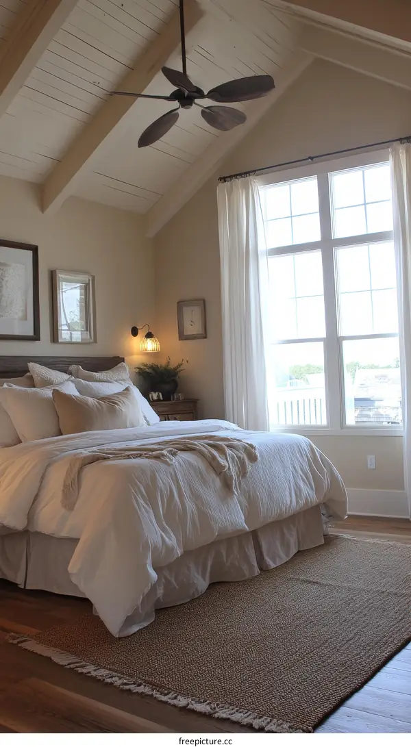 Elegant Farmhouse Bedroom with Rustic Style