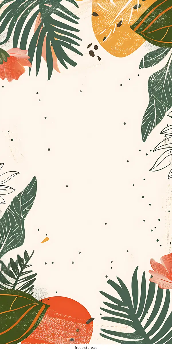 Tropical Leaf  with  White Background Illustration