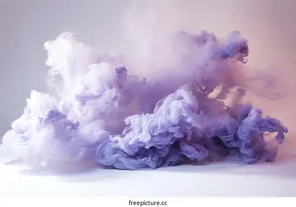 Swirling Purple Smoke Isolated On White