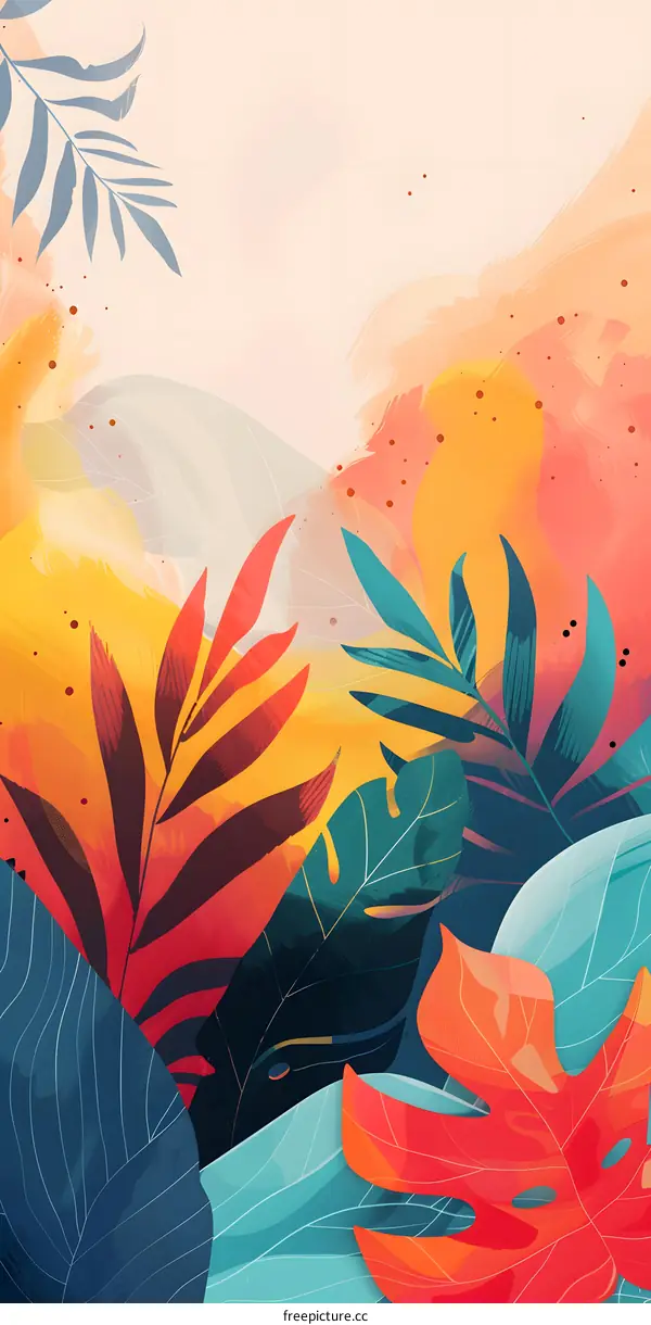 Abstract Tropical Leaves Illustration Background