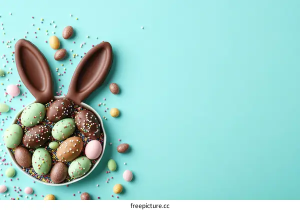 Chocolate Easter Eggs in a Bunny-Shaped Dish