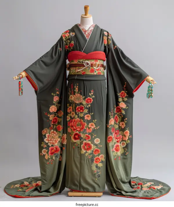 Charming Japanese Maiko in Traditional Kimono and Elaborate Headdress