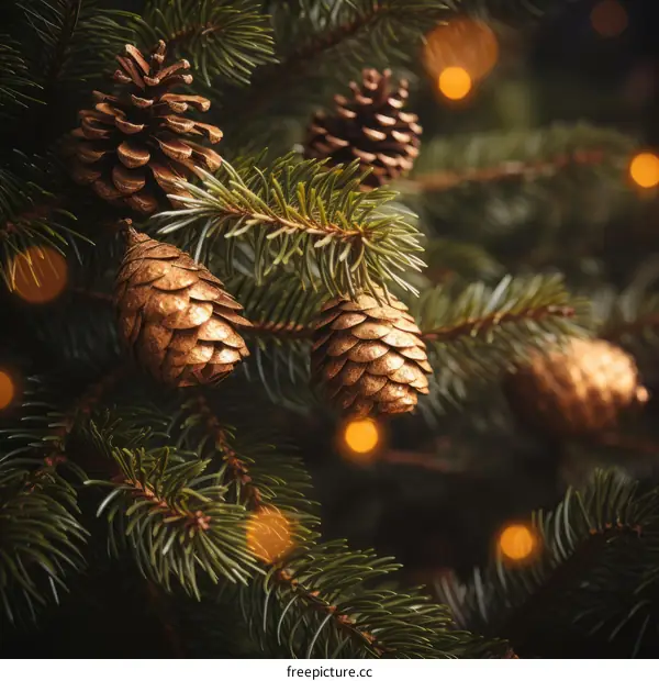 Christmas Tree with Gilded Pine Cones