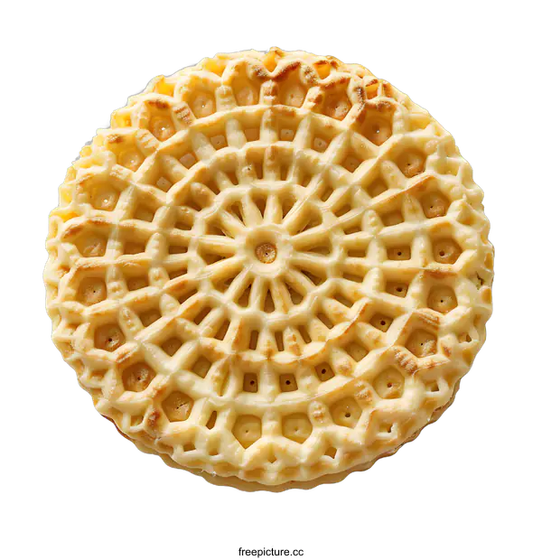 [Transparent Background PNG]Round waffle cookie isolated on white background