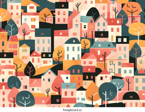 Colorful Abstract Illustration of a Cityscape