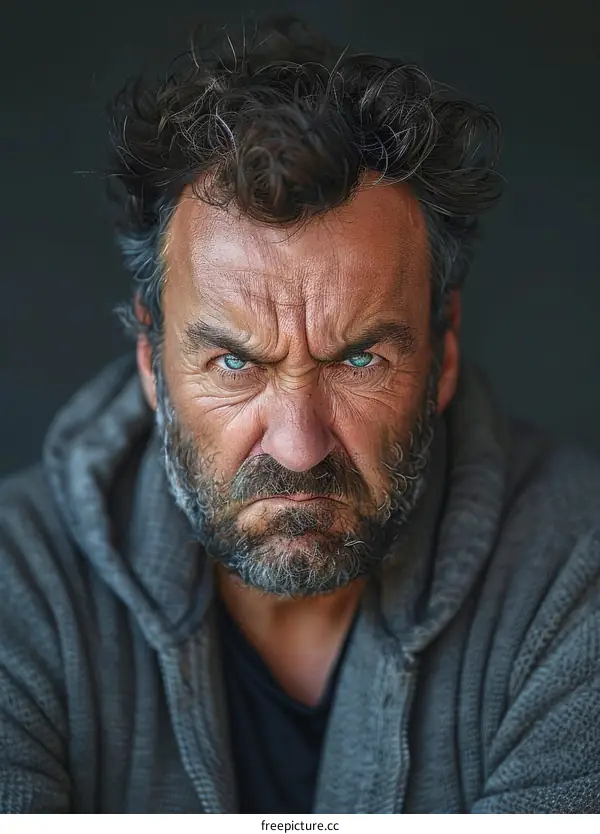 Close Up Portrait of a Serious Man