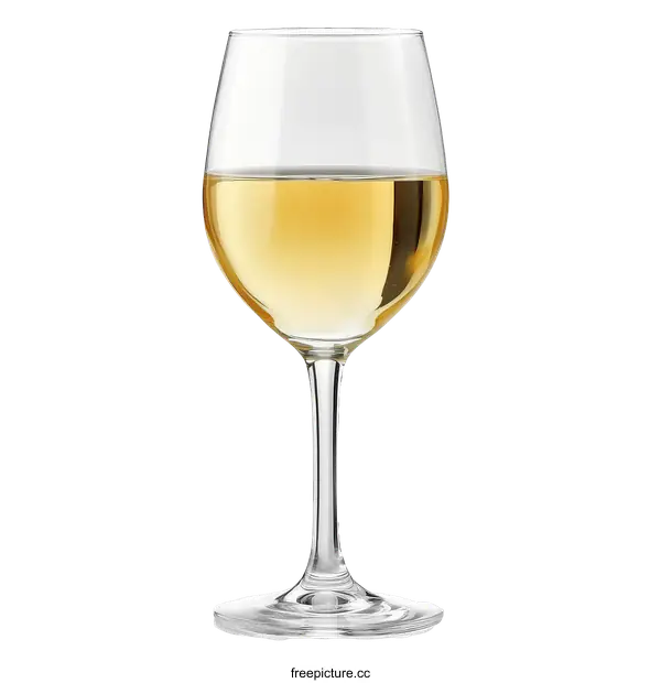 [Transparent Background PNG]Elegant Wine Glass Filled with White Wine