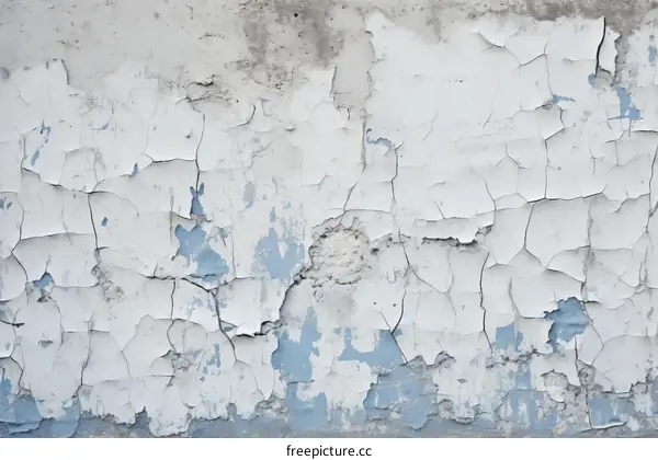 Distressed White Paint Texture with Blue Undercoat