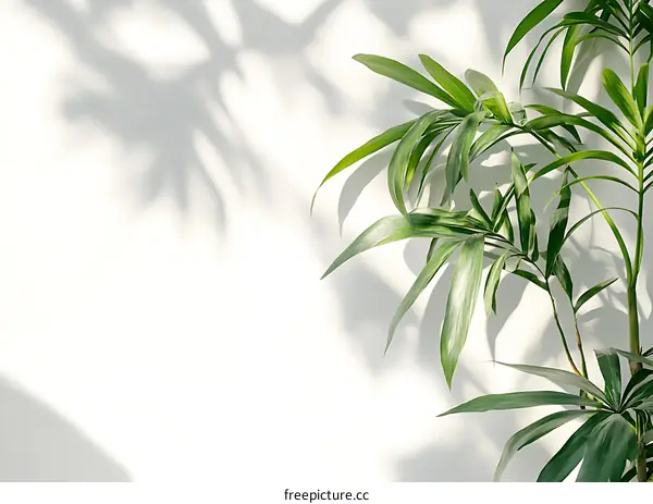 White Wall with Green Plant Shadow