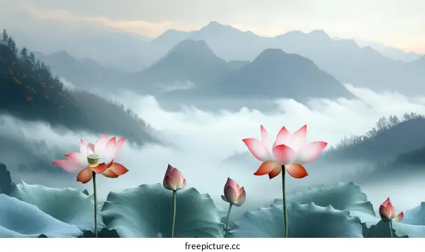 Misty Mountains Lotus Serenity