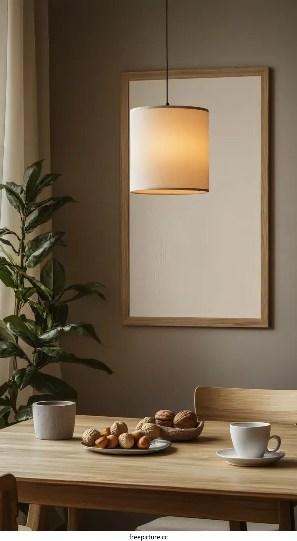 Modern Dining Room Interior with Pendant Light