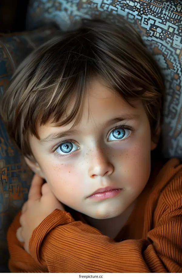 Portrait of a boy with blue eyes