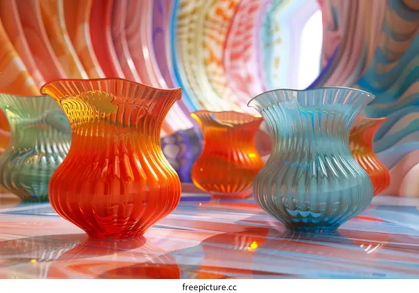 Vibrant Glass Vases in a Colorful Space