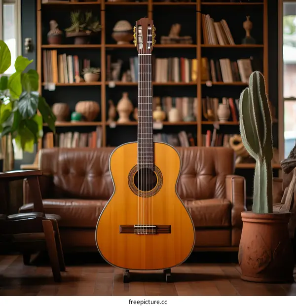 Classical Guitar in a Cozy Living Room