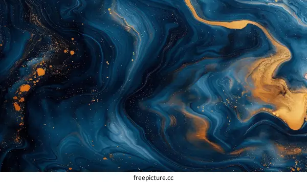 Blue and gold abstract painting