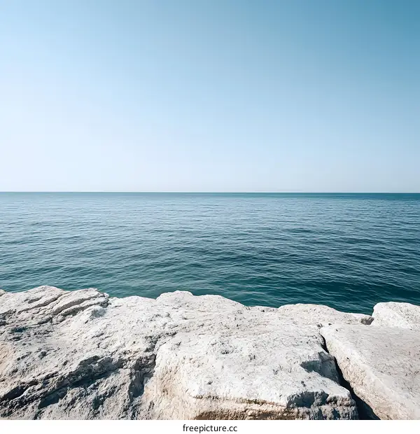 Seascape with Calm Ocean and Rocks
