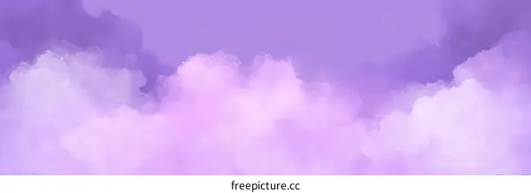 Abstract Watercolor Sky with Pastel Purple and White Clouds