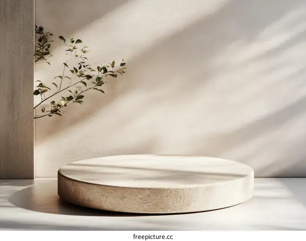 Beige Minimalist Display Pod with Natural Light and Branch