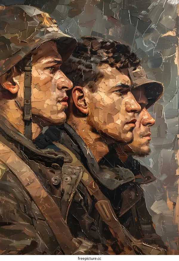 Three soldiers in uniform