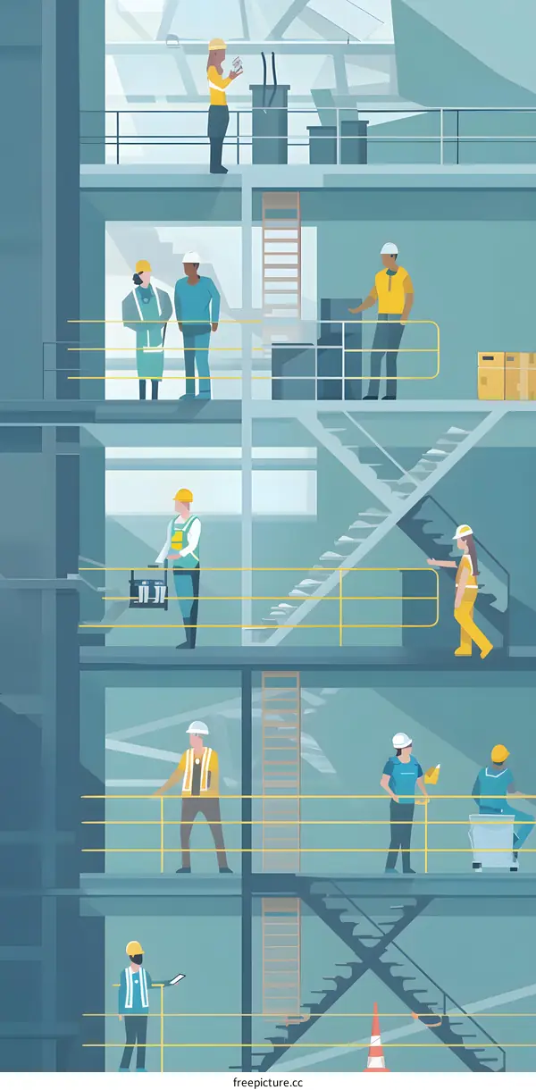 Construction Workers Working on Building