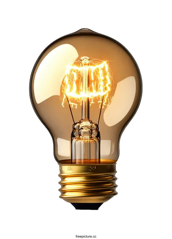 [Transparent Background PNG]Vintage Edison Style Lightbulb Closeup