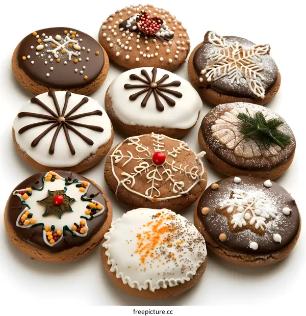 Christmas Gingerbread Cookies on White Background