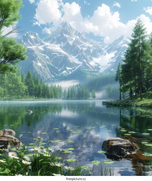 Tranquil Mountain Lake Landscape