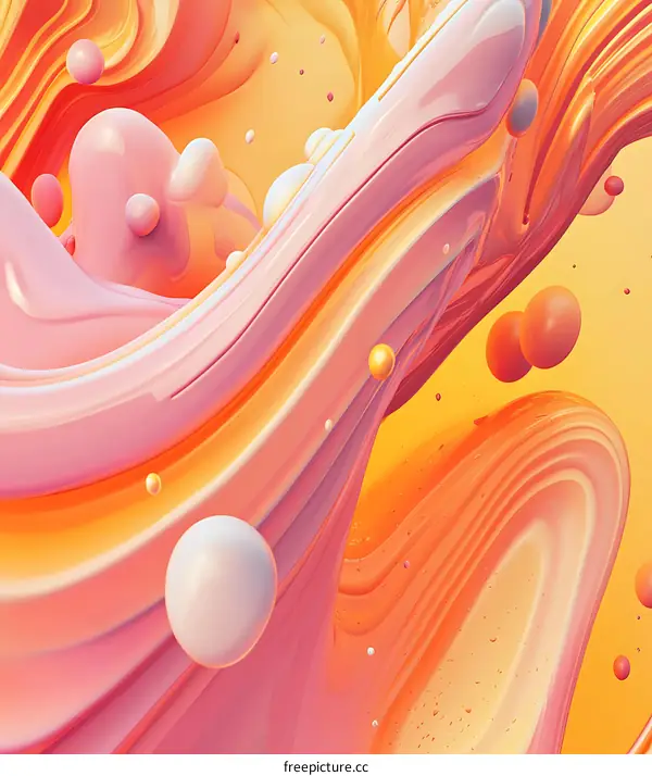 Abstract Pink and Orange Swirls with 3D Spheres