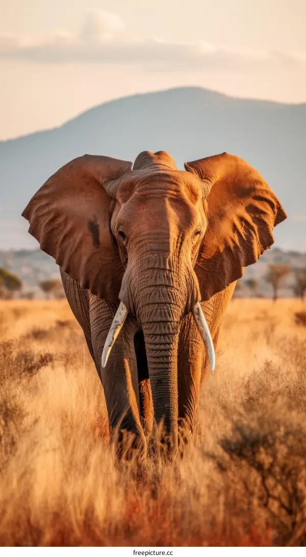 Elephant walking in the savanna