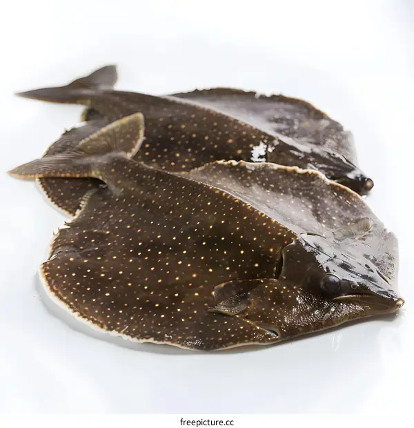 Three European flounder fish