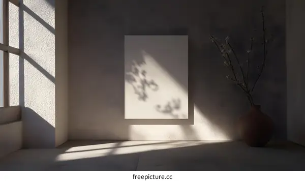 Minimalist Interior Design With Empty Canvas and Sun Rays