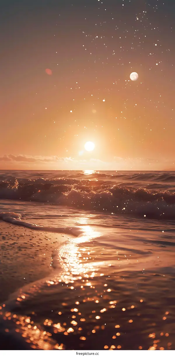 Sunrise Over the Ocean With Golden Light
