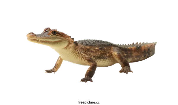 [Transparent Background PNG]Cute Baby Crocodile on White Background