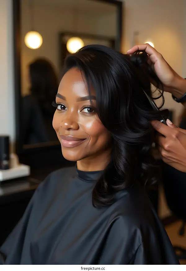 Black Woman Hair Salon Styling