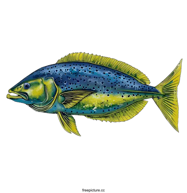 [Transparent Background PNG]Illustration of a Dorado Fish
