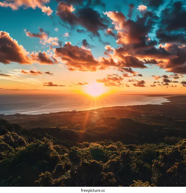 Golden Sunset Over The Ocean
