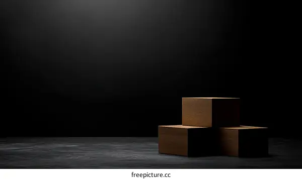 Dark Studio Display with Wooden Blocks