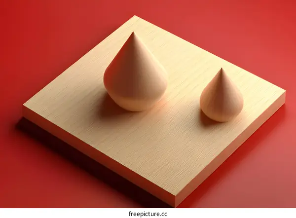 Wooden Teardrop Shapes on Platform