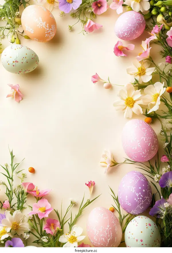 Easter Eggs Decorated with Flowers and Plants